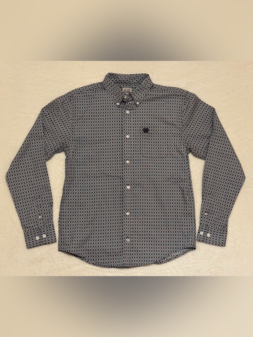 Boy’s Cinch Navy & White Patterned Button-Down Shirt